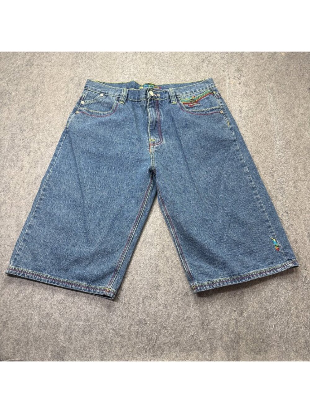 Coogi Denim Shorts Men 40 Blue Medium Wash  16" High Rise Embroidered